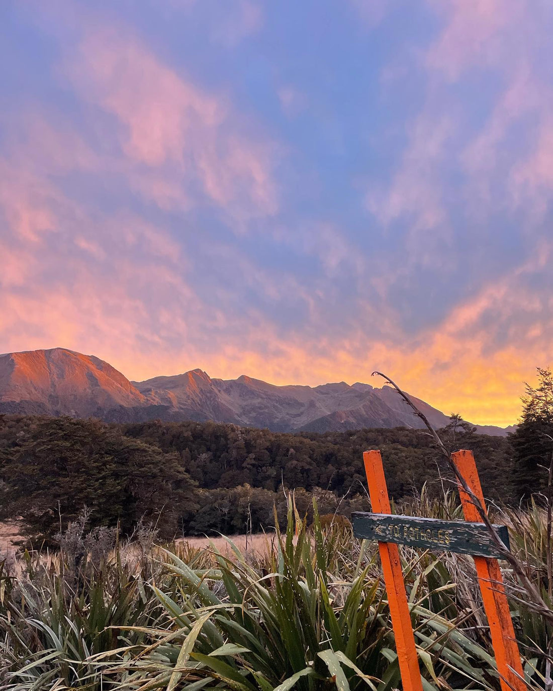 Salisbury Lodge in the Kahurangi National Park at sunset